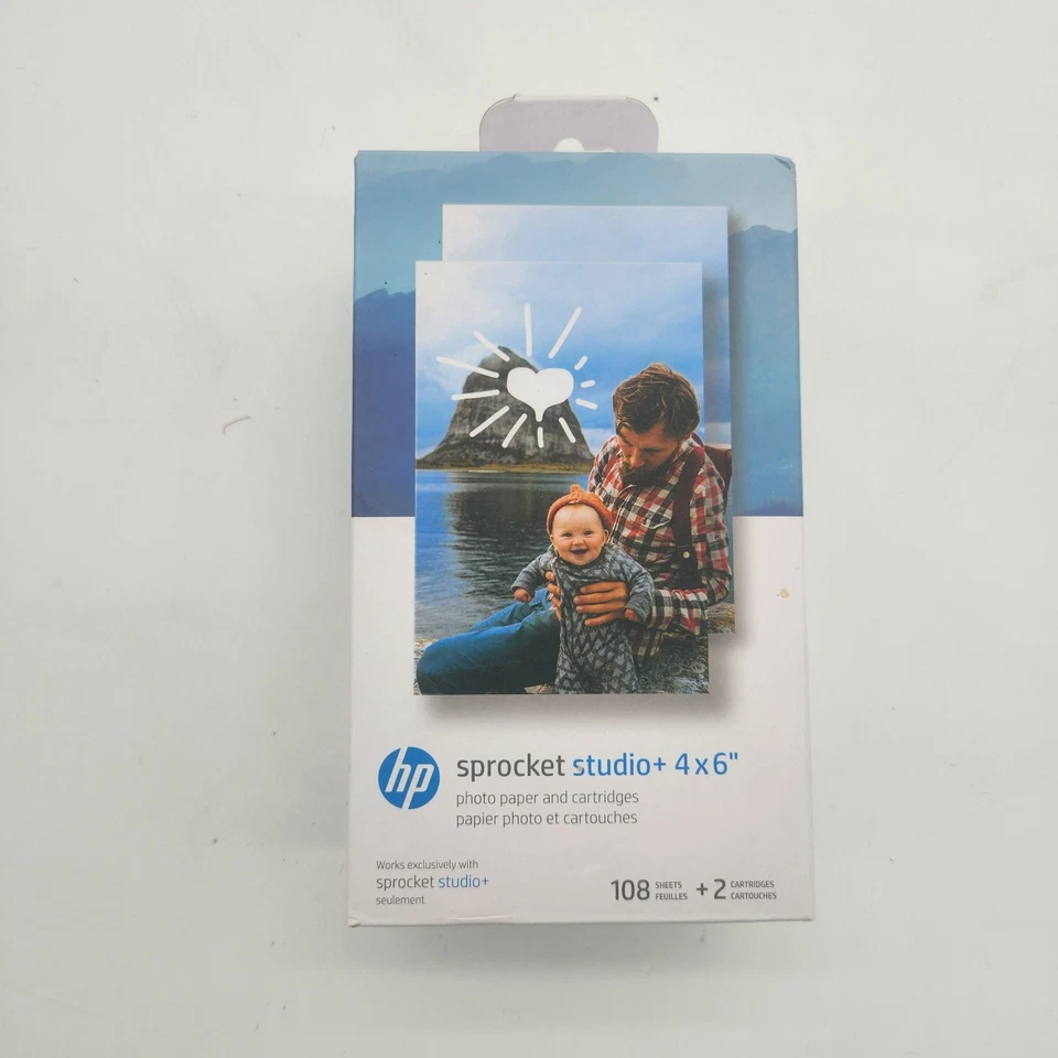 HP Sprocket Studio Plus Semi-Gloss Photo Paper 4x6 with 108 Sheets 2 Cartridges - Image 2 of 4