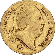 [#1512277] France, Louis XVIII, 20 Francs, 1819, Paris, Gold, VF, Gadoury:1026, 
