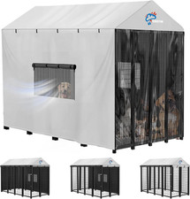 Outdoor Dog Kennel Cover,600D Full Coverage Waterproof Kennel Covers,With Transp