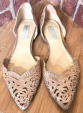 BLUE BY BETSEY JOHNSON LUCY ROSE GOLD EMBELLISHED POINTED TOE FLATS 9.5M
