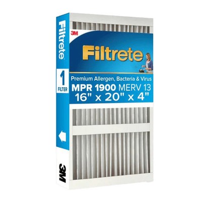 2 pack 3M Filtrete MPR 1900 Allergen, Bacteria and Virus Air Filter 20x25x4