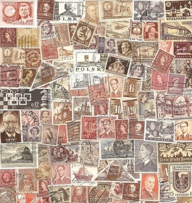 100 Browns & Tans Real World Postage Stamps Arts & Crafts Scrapbook Decoupage