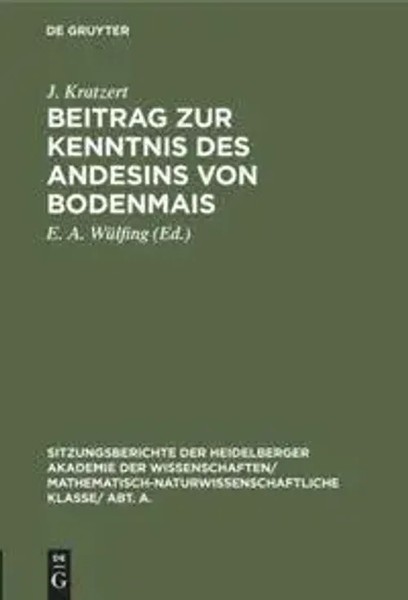 J. Kratzert | Beitrag Zur Kenntnis Des Andesins Von Bodenmais | Buch | Deutsch-image