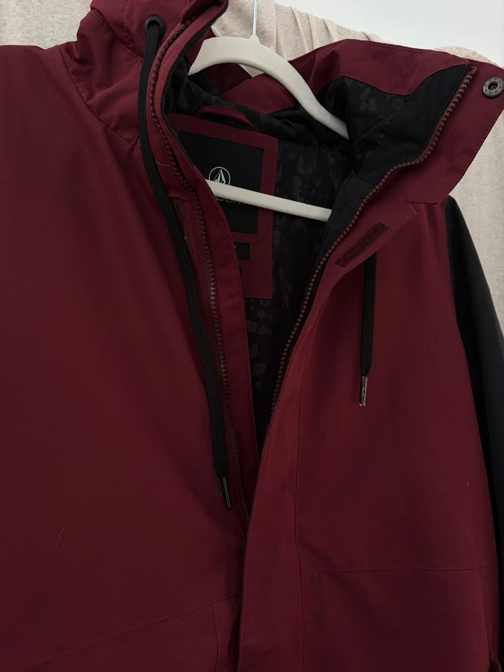 Volcom Bolt Insulated Jacket Burgundy Red 10K Waterproof Womens L Long EQS Fit - Image 3 of 4