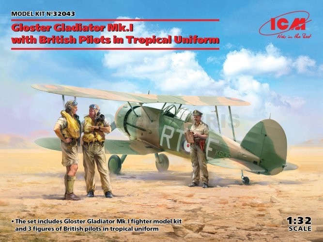 Icm 32043 1/32 Gloster Gladiator Mk.I with British Pilots in Tropical Uniform