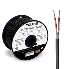 Voltive 14/2 Speaker Wire, In-Wall CL3 Direct Burial, Black, 100ft