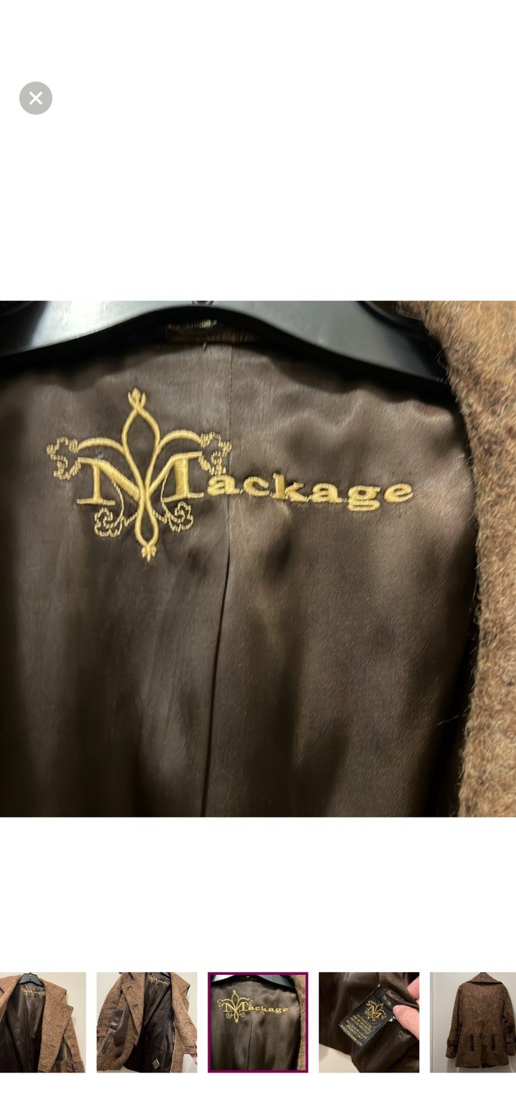 Mackage Brown Button Belted Collared Leather Trim… - image 7