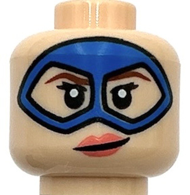 Lego New Light Nougat Minifigure Head Dual Sided Female Blue Domino Mask Part