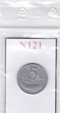 N121 Moneta Coin ITALIA Repubblica Italiana 5 Lire Delfino 1954