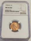 1954-D LINCOLN WHEAT CENT NGC MS 66 RD