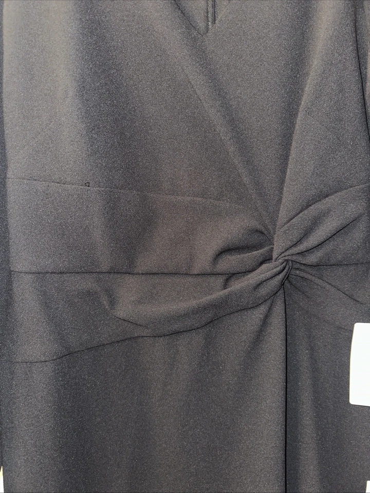 Vestido formal negro para mujer London Times talla 12 manga larga cuello en V hasta la rodilla Foto 3 de 4