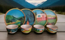 VTG Carter Eco Bamboo Dinnerware Service Set Of 4 Plates And 4 Bowls