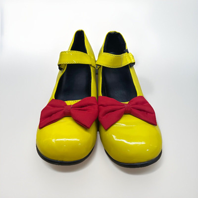 Minnie Mouse Disney Yellow Maryjane Heels Red Bow Shoes Costume Size 