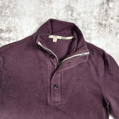Burberry Brit Mock Neck Sweater Mens Small Burgundy Purple