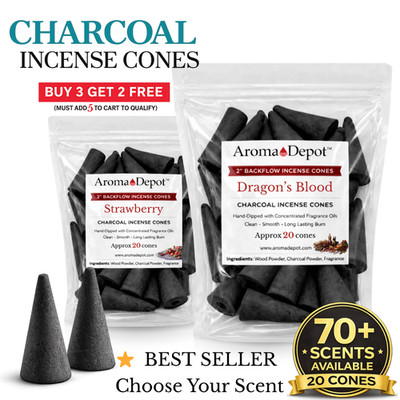 20 Backflow Incense Cones 2'' Jumbo Charcoal Waterfall Burner Strong Scent