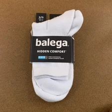 Balega XL Mens 12-14 White Hidden Comfort Cushioned Mini Crew Socks 1 Pair NWT