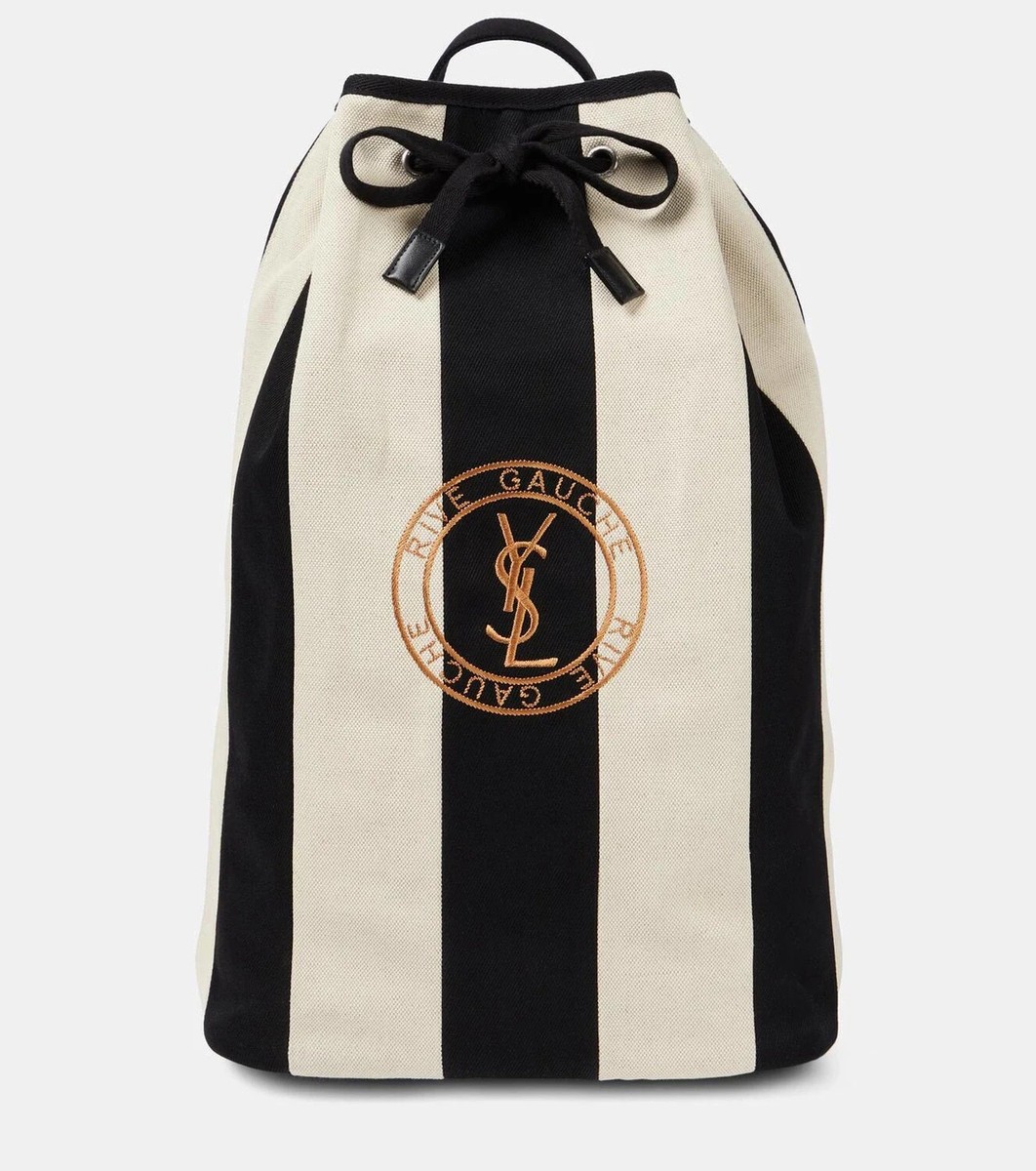 Saint Laurent リヴゴーシュバックパック　archive swag SAINT LAURENT Rive Gauche Sling Backpack Black Cream Striped