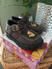 Vintage Disney Winnie the Pooh Toddler Mary Jane Shoes Brown Faux Leather 6.5