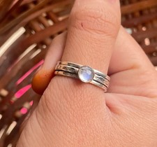 Moonstone Spinner Women Ring, Natural Moonstone, Bohemian Ring, Handma All Size