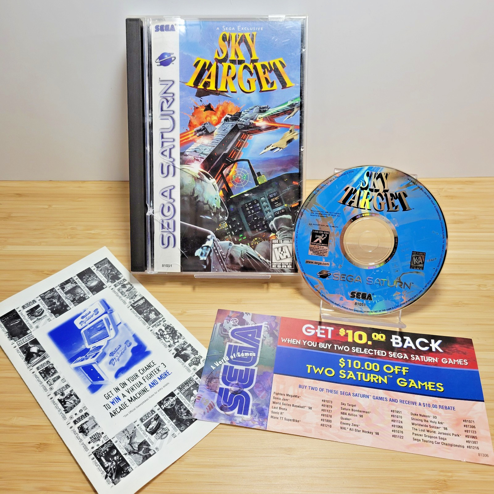 Sky Target (Sega Saturn, 1997) completo en caja original con tarjeta de registro e insertos - probado