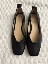 Franco Sarto Ailee square toe soft leather ballet flats blue 6 M Black New