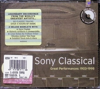 Sony Classical Great Performances 1903-1998 4CD Box Set Classical Sony (Sealed)