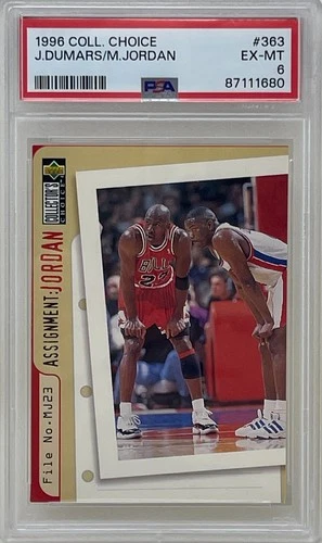 Michael Jordan Joe Dumars 1996 UD CC Chicago Bulls Basketball Card #363 PSA 6