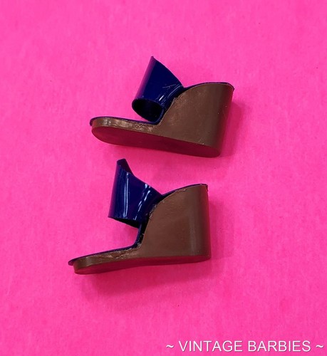 Vintage Barbie Doll Fashion PAK Brown & Blue Wedge Heels / Shoes ~ 1960's