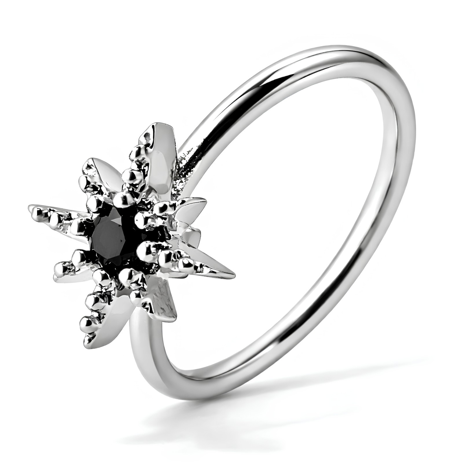 Star Nose Ring Black Obsidian Gem Bendable Cartilage Earring Piercing Jewellery