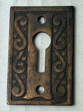 One Antique Original 1900's Reclaimed Door Keyhole Escutcheon Plate Covers