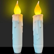 Flameless LED Taper Candles 4.75'' Battery Operated w/ Timer Flickering White