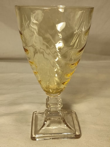 Tiffin Mandarin Yellow Glass Festoon Goblet Wine Water  - Afbeelding 1 van 12