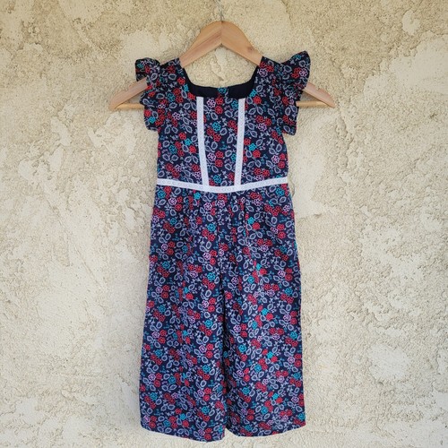 NWT Janie & Jack Merchant Marine Floral Wide Leg Jumpsuit Girls Size 4 - Picture 4 of 14