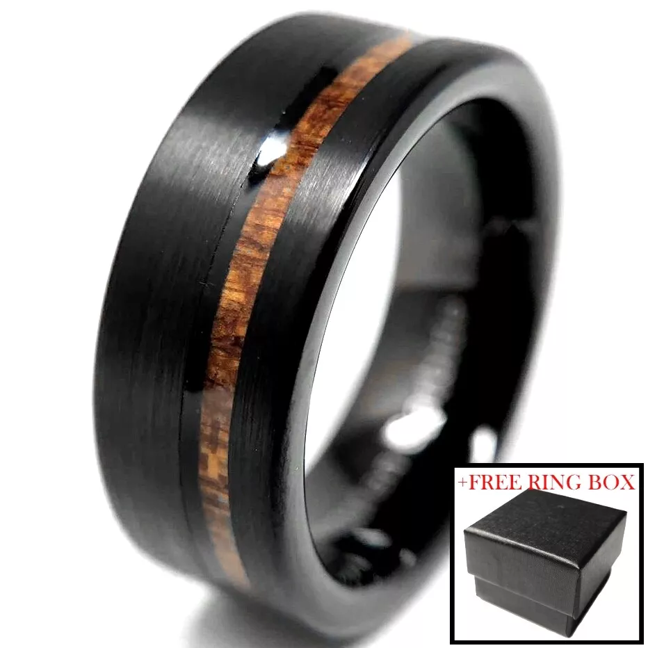 Tungsten rings with wood inlay discount