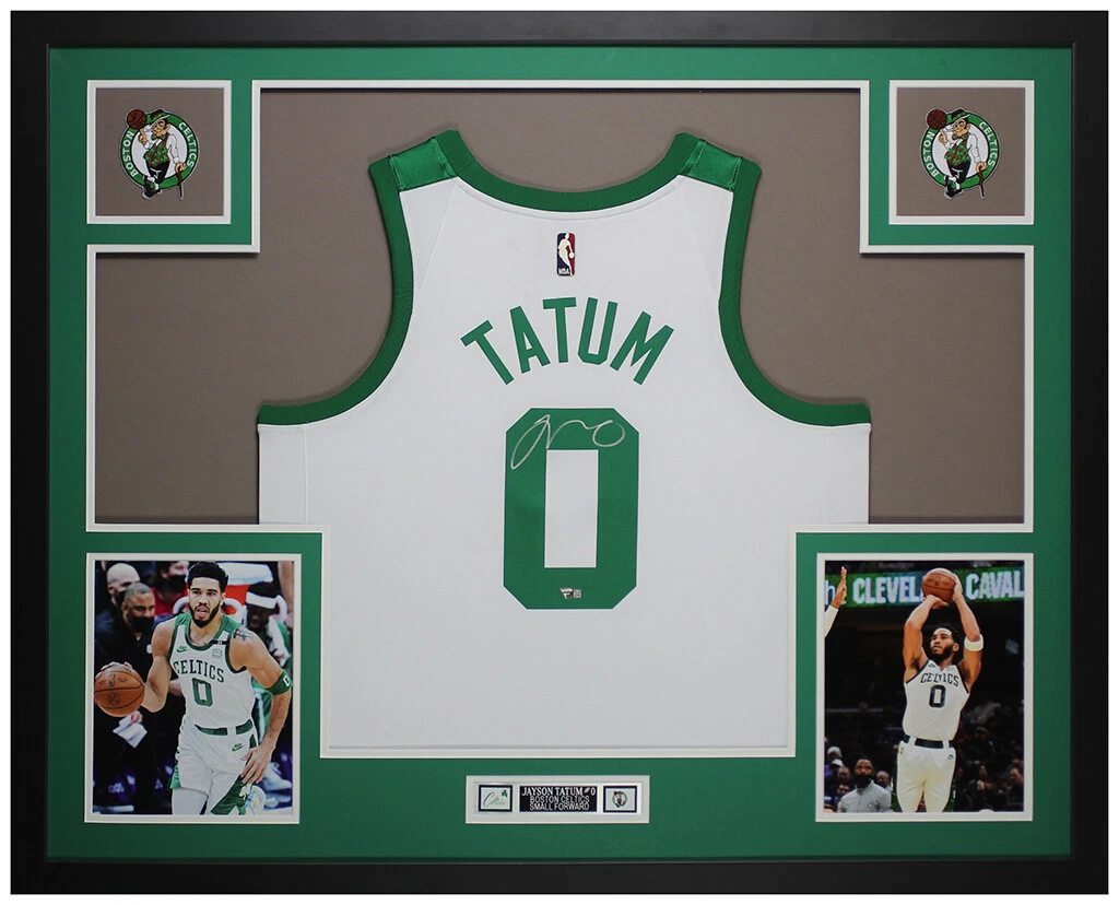 JAYSON TATUM Signed WHITE Adidas Boston Celtics JERSEY Handpainted 1/1  Steiner