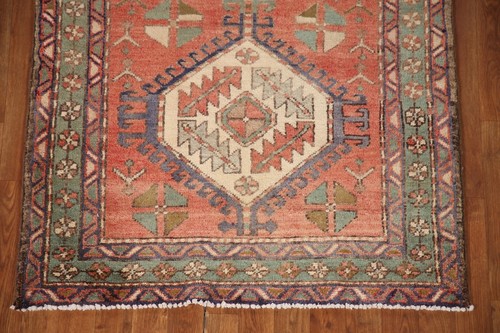 Vegetable Dye Heriz Tribal Vintage Handmade Runner Rug 4x11 Hallway Wool Carpet - 第 6/23 張圖片