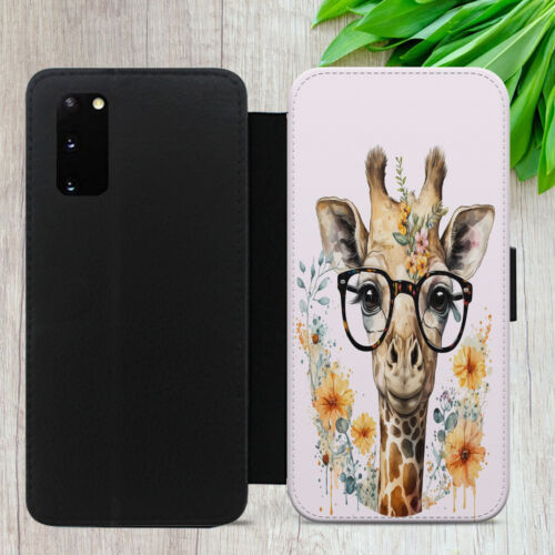 GIRAFFE CASE FOR IPHONE SAMSUNG GOOGLE WATERCOLOUR GIFT FLIP WALLET PHONE COVER - Picture 5 of 36