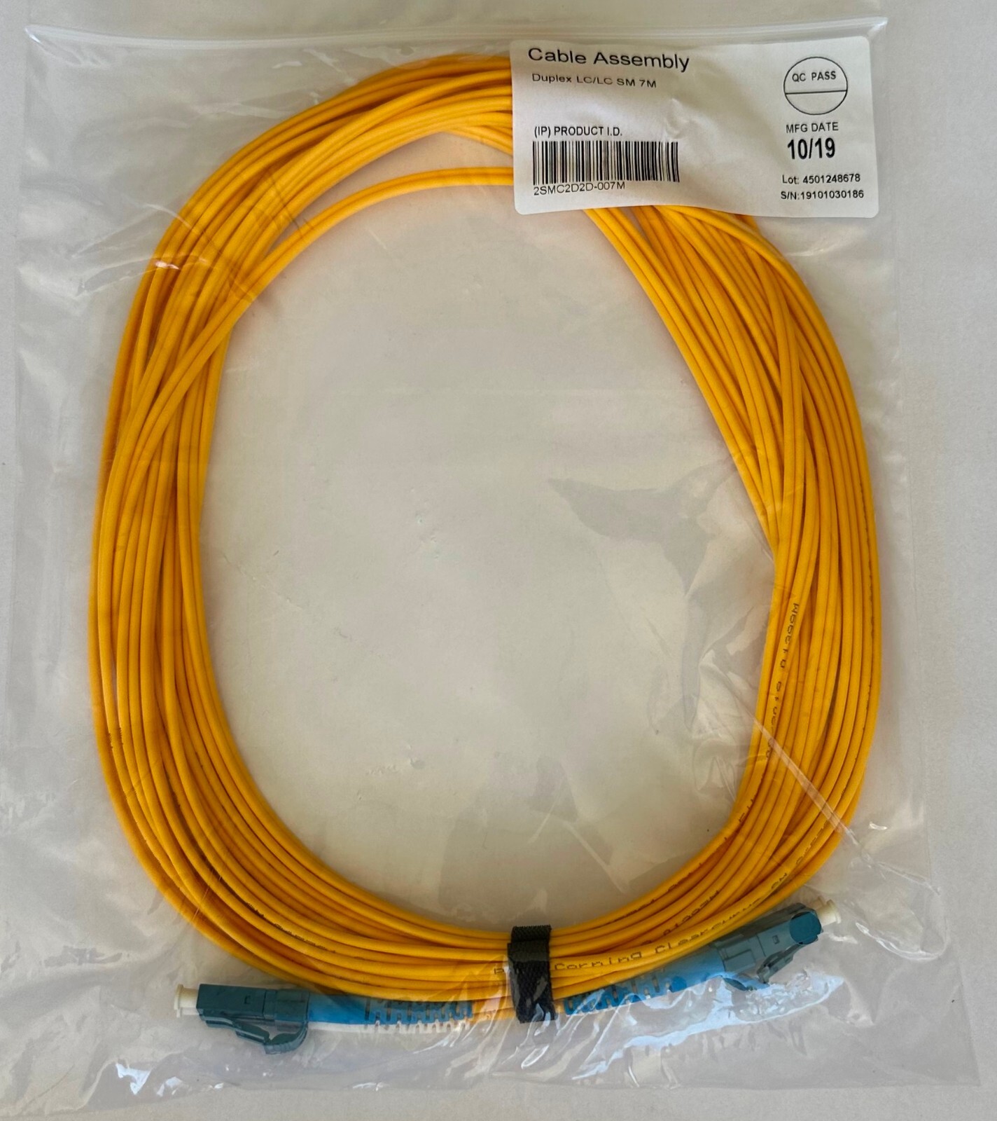FIBTRON YELLOW PATCH CORD 2SMC2D2D-007M, CABLE ASSEMBLY DUPLEX LC/LC SM 7M