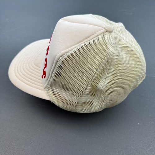 Vintage 80s Rose Bros Trucker Hat Large Snapback Mesh Cream Embroidered Floral - Picture 6 of 12