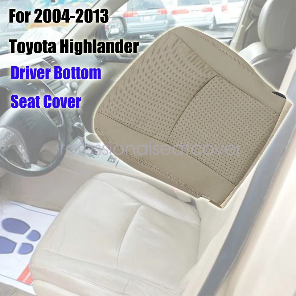 2004 2005 2006 2007 For Toyota Highlander Driver Bottom Leather Seat Cover Tan - Image 3 of 4