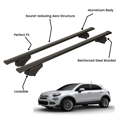 2 Pcs Black Roof Rack Cross Bars For FIAT 500X MPV 2015-