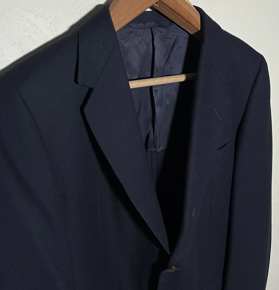 Abrigo Blazer De Colección Oxxford Clothes Azul Oscuro Lúpulo Lana Botón Dorado Deportivo 43 Largo Foto 2 de 4