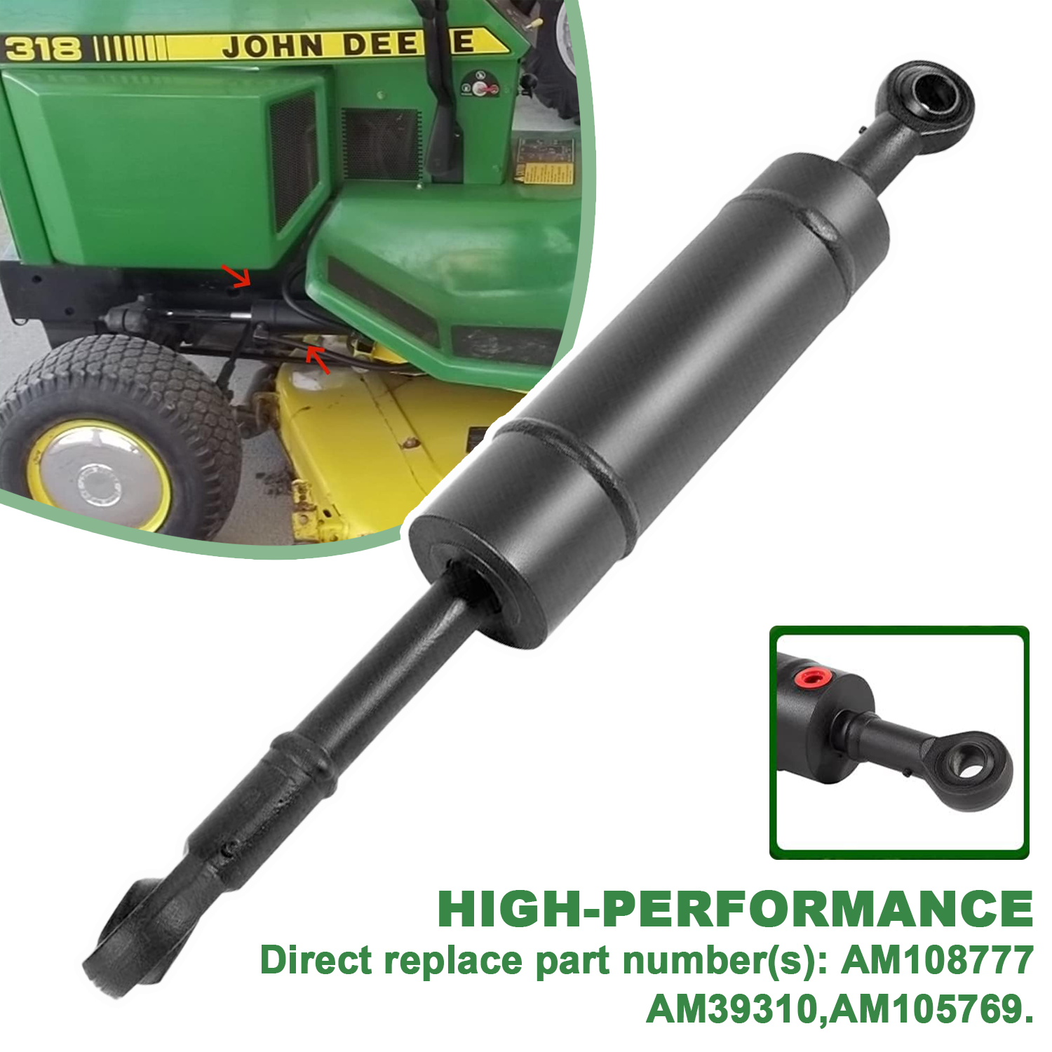 Hydraulic Steering Cylinder For John Deere 322 332 318 AM108777 AM39310