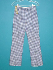 NOS Vtg 60s 70s Pantasticks GROOVY Blue White Gingham Flare Pants W 25"