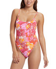 Roxy Juniors Size XL Sea Spray Hibiscus Printed One Piece Swimsuit Red $110 2588