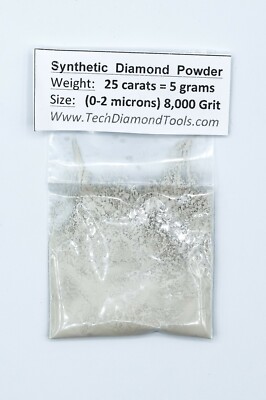TechDiamondTools Diamond Powder 8.000 Grit 0-2 Microns, 25 cts = 5 Grams