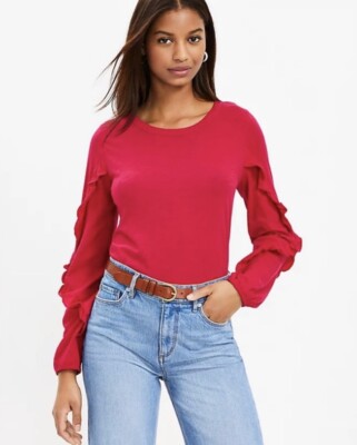 loft ruffle sleeve top