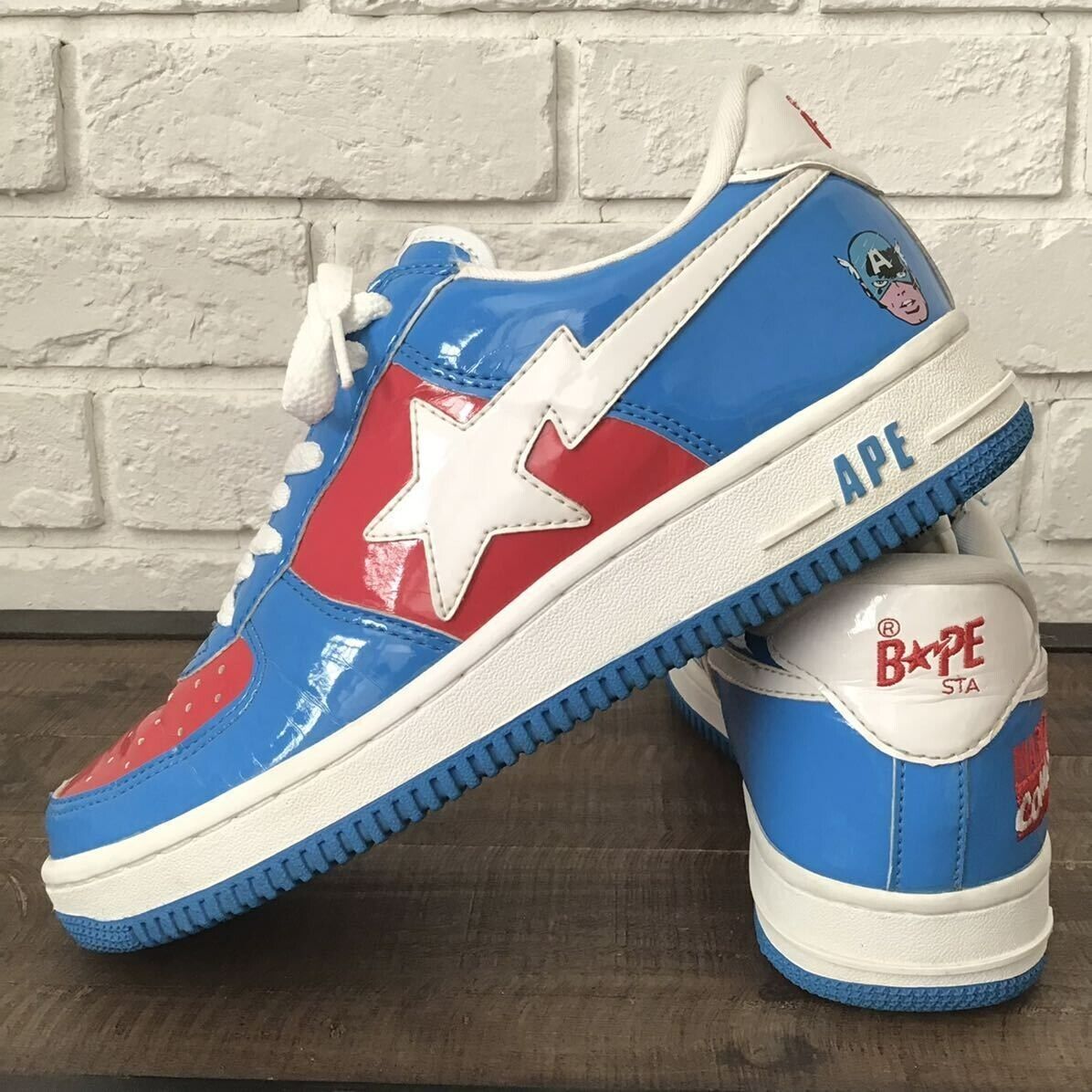 2005 Marvel comics Captain America BAPE STA sneakers A Bathing Ape US 8