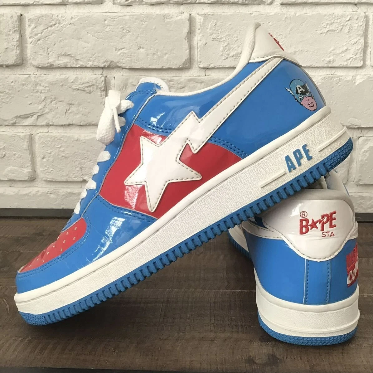 2005 Marvel comics Captain America BAPE STA sneakers A Bathing Ape US 8