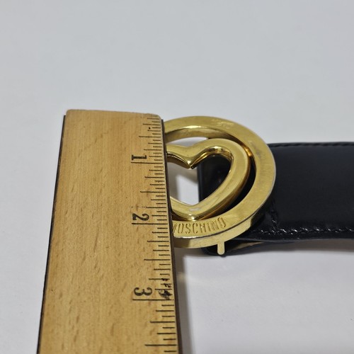 Cintura Moschino donna taglia 28 vernice nero oro fibbia cuore Italia Redwall - Foto 10 di 13